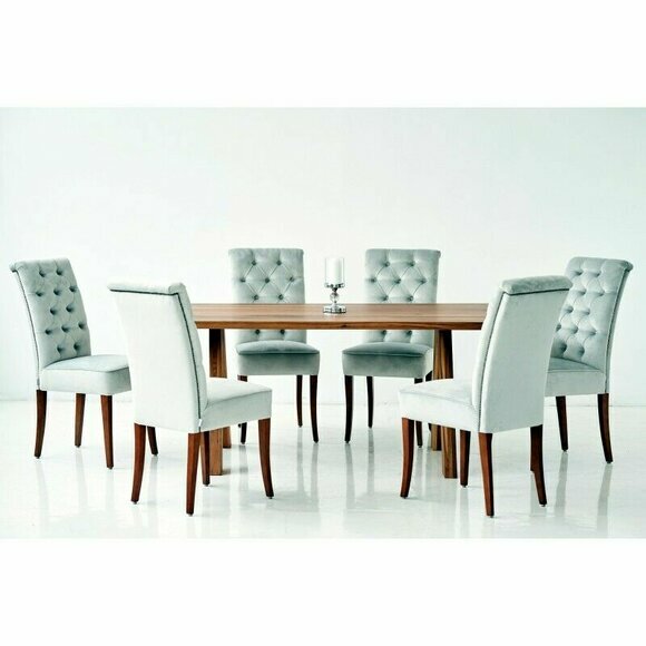 Design Esszimmer Tisch + 6 Chesterfield Lehnstühle Stuhl Sitz Gruppe