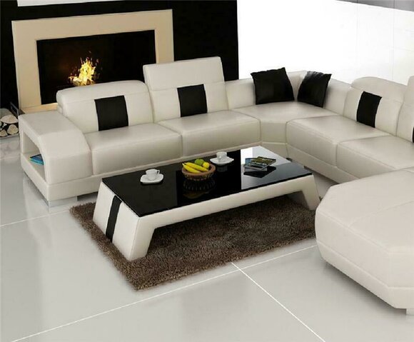 Design Deko Glastisch Leder Couch Tisch Tische Glas Sofa Wohnzimmertische