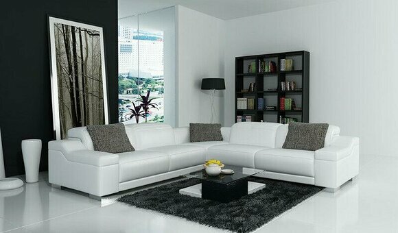 Ecksofa Sofa Couch Polster Wohnlandschaft Leder Eck Deko Sofas Garnitur