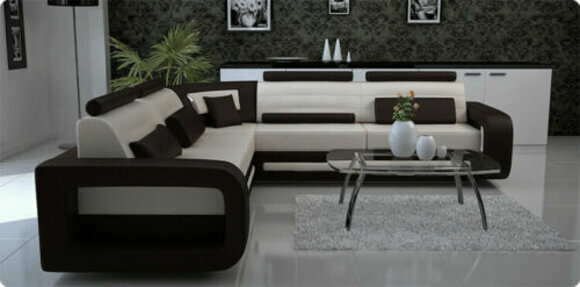 Ecksofa Polster Couch Leder Ecksofa Wohnlandschaft L-Form Polstergarnitur