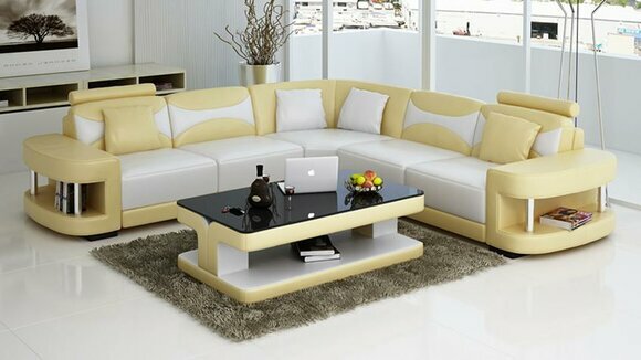 Design Ecksofa Leder Sofa Couch Polster Eck Sitz Wohnlandschaft Garnitur