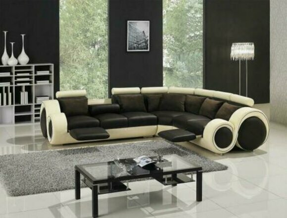 Ecksofa Leder Sofa Couch Polster Eck Sitz Wohnlandschaft Garnitur L-Form Stoff
