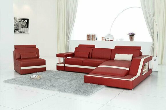 Ecksofa Sofagarnitur Couch Ecke Polster Hocker Set Komplett Sessel Sofa