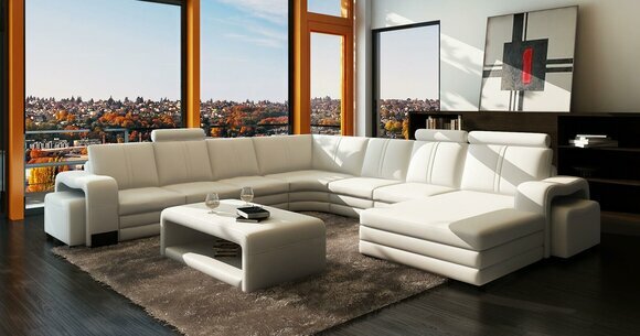 Wohnzimmer Sitz Garnitur Sofa Polster Set Wohnlandschaft Sofa + 2x Hocker