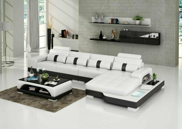Ecksofa Sofa Wohnlandschaft L Form Polster Couch Ledersofa Sofas