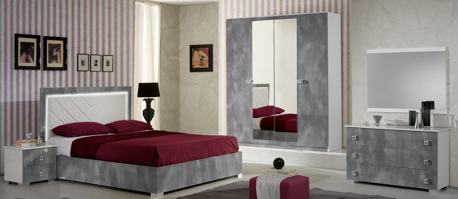 Schlafzimmer Italienische Möbel Set Luxus 6tlg. Bett Betten Schrank Kommode
