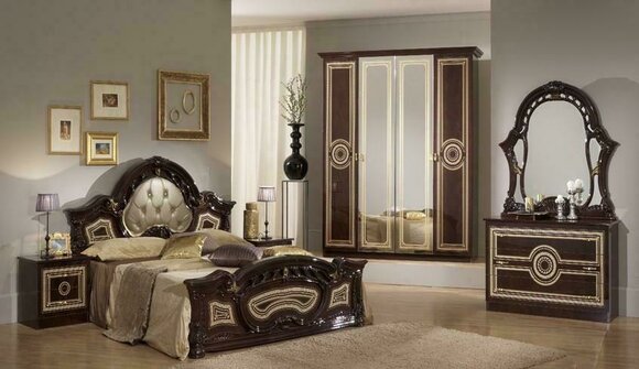 Schlafzimmer Italienische Möbel Set Luxus Chesterfield 6tlg. Bett Betten