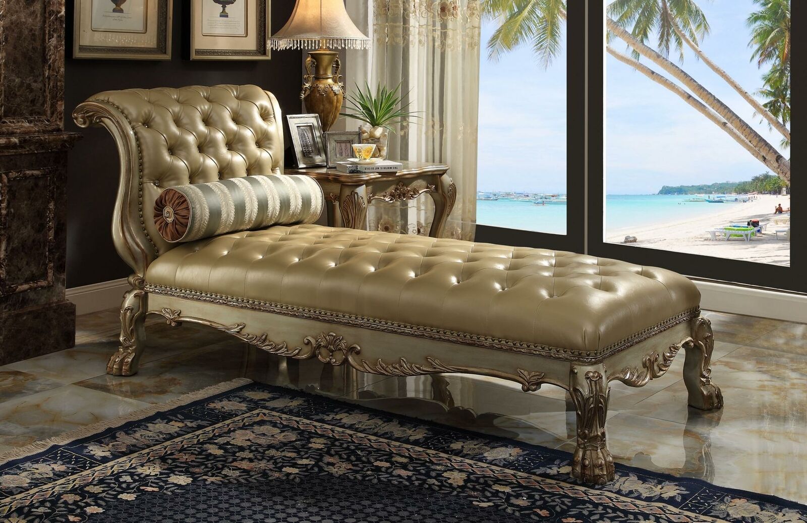 Chaiselongues Chesterfield Liege Chaise Leder Sofa Goldene Liegen