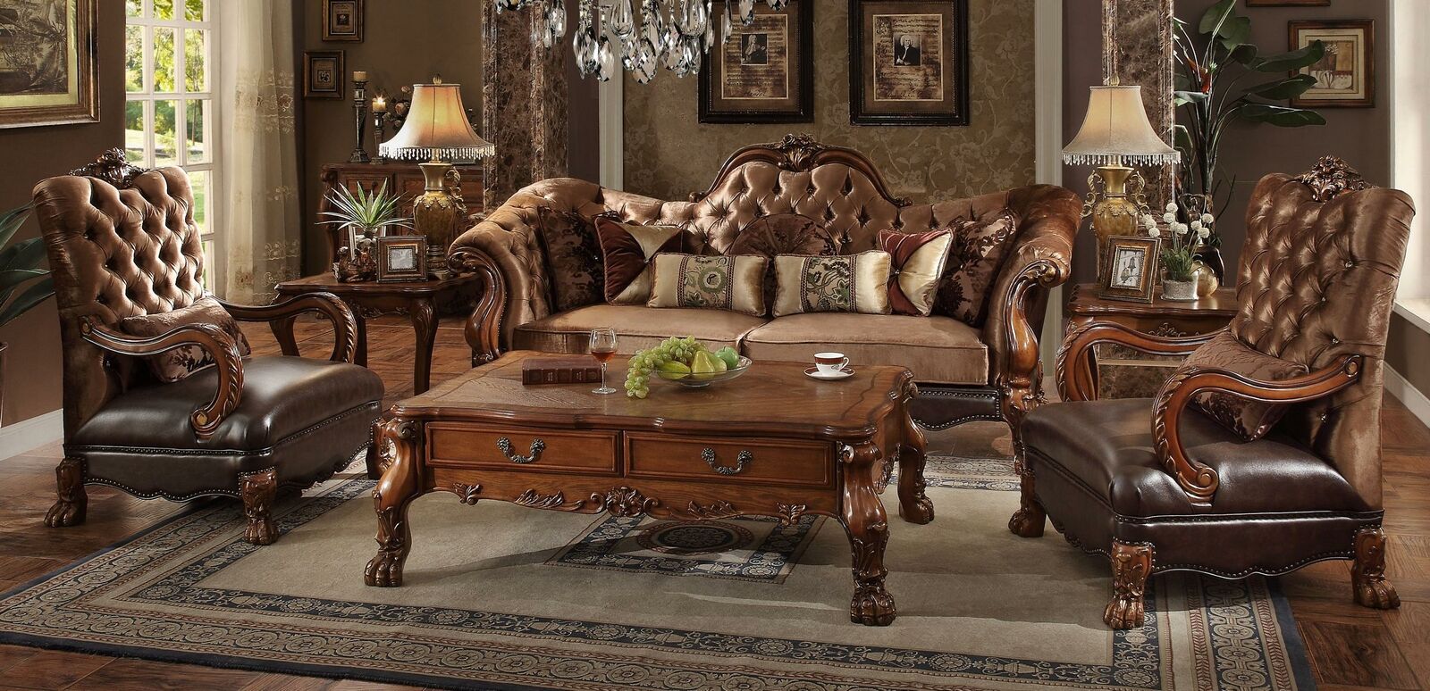 Chesterfield Sofa 2Sitzer Luxus Polster Sofas Design Textil Zweisitzer Holz