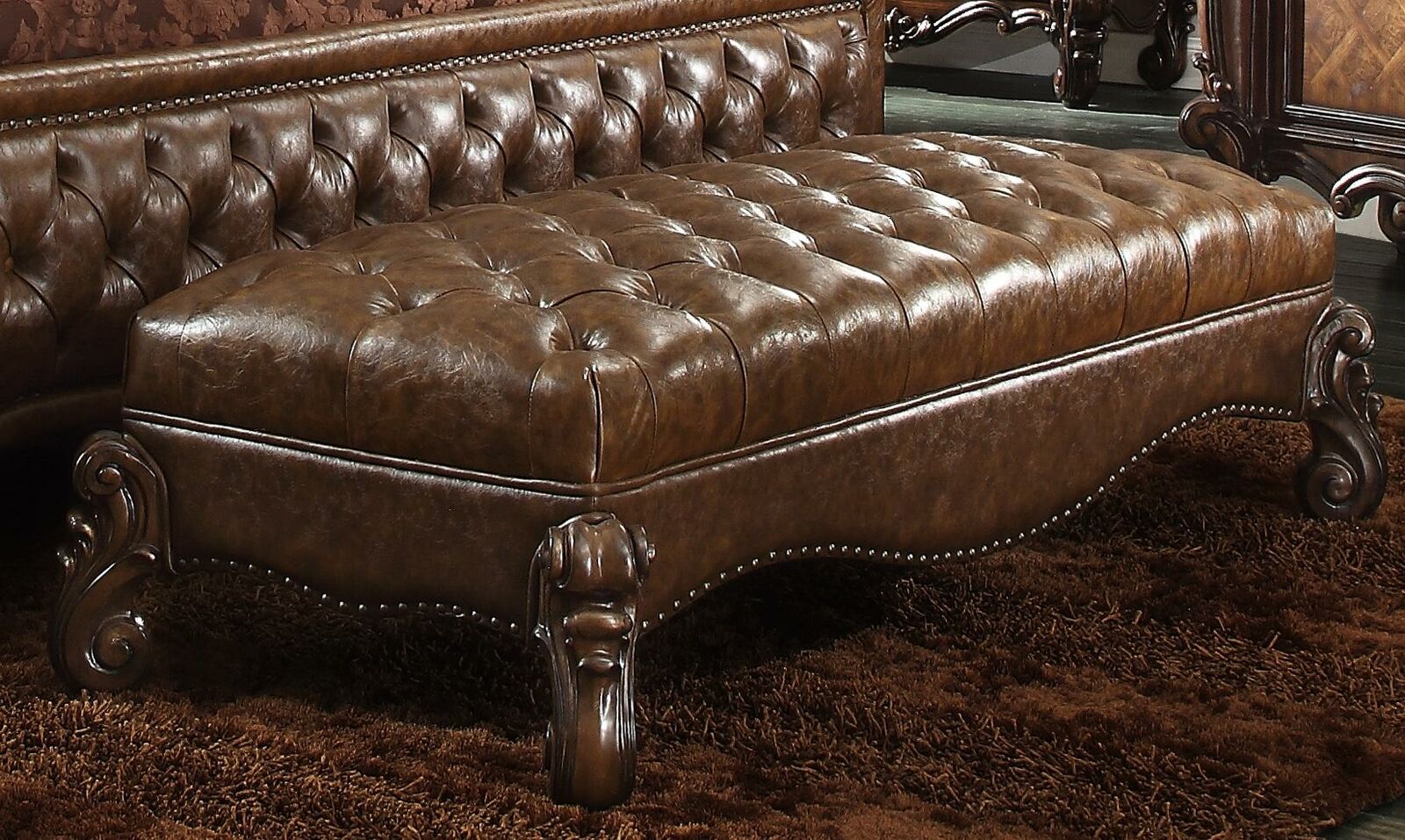 Chaiselounge Antik Stil Sofa Liege Couch Liegen Chaise Leder Barock Rokoko Neu