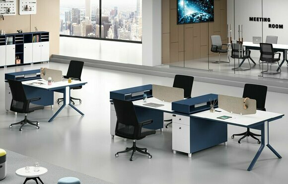 Tisch Büro Möbel Einrichtung Tische Callcenter Holz 4 Arbeitsplätze