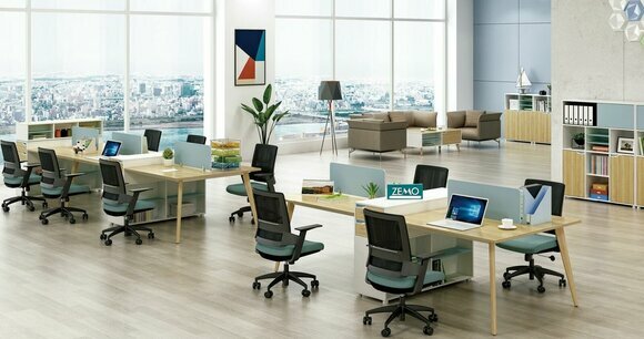 Büro Möbel Einrichtung Tische Holz Tisch 4 Arbeitsplätze Schreibtisch