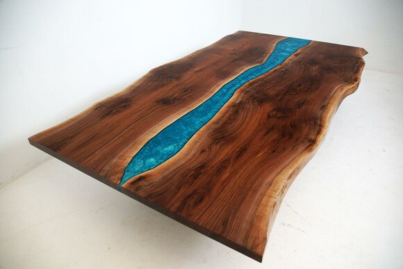 Flusstisch Esstisch River Tisch Massiv Deko Tische 240x100 Epoxidharz Meer