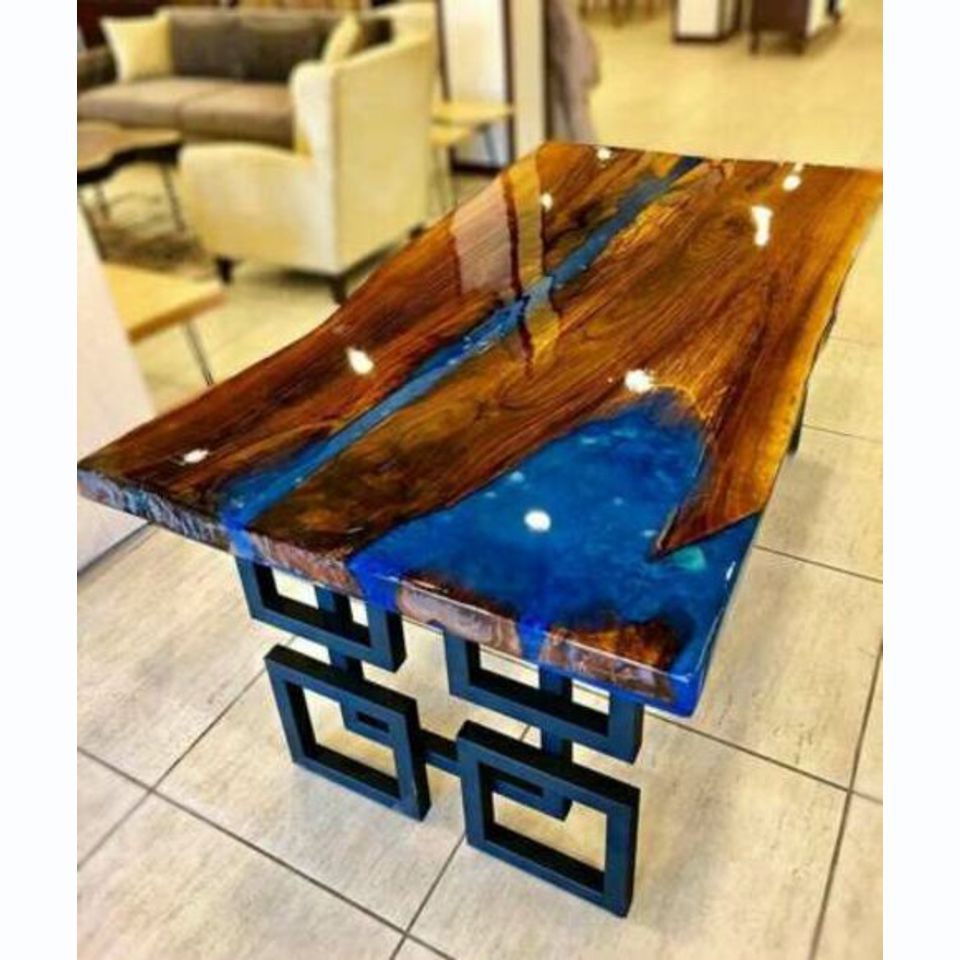 Couchtisch Blue River Tisch Echtes Holz Flusstisch 140x80 Tische