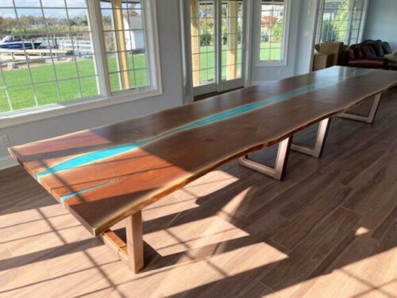 Esstisch River Table Echtes Holz Flusstisch 260x100 Massive Tische