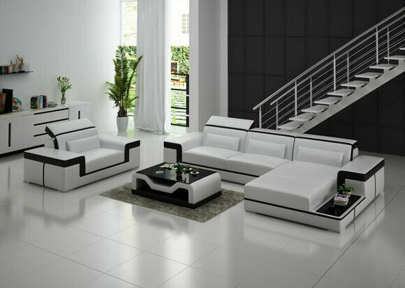 Wohnlandschaft Ecksofa L-Form Sessel Set Garnitur Modern Sofa Leder