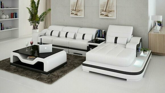 Ecksofa Stoff LForm Bettfunktion Couch Design Polster Textil Leder Eck