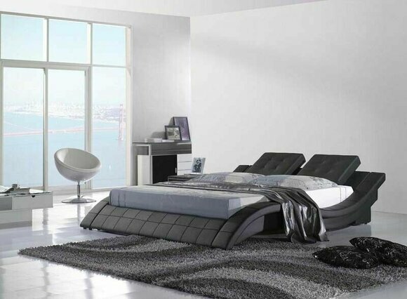 Doppelbett Designer Bett Ehebett Polsterbett Schlafzimmer Lederbett Neu