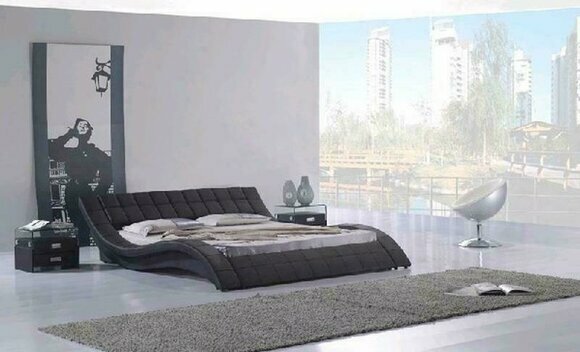 Ehebett Polsterbett Doppelbett Designer Bett Schlafzimmer Lederbett Neu