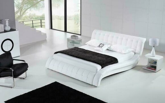 Bett Betten Polster Doppel Ehe Hotel Luxus Leder Moderne Deko Designer