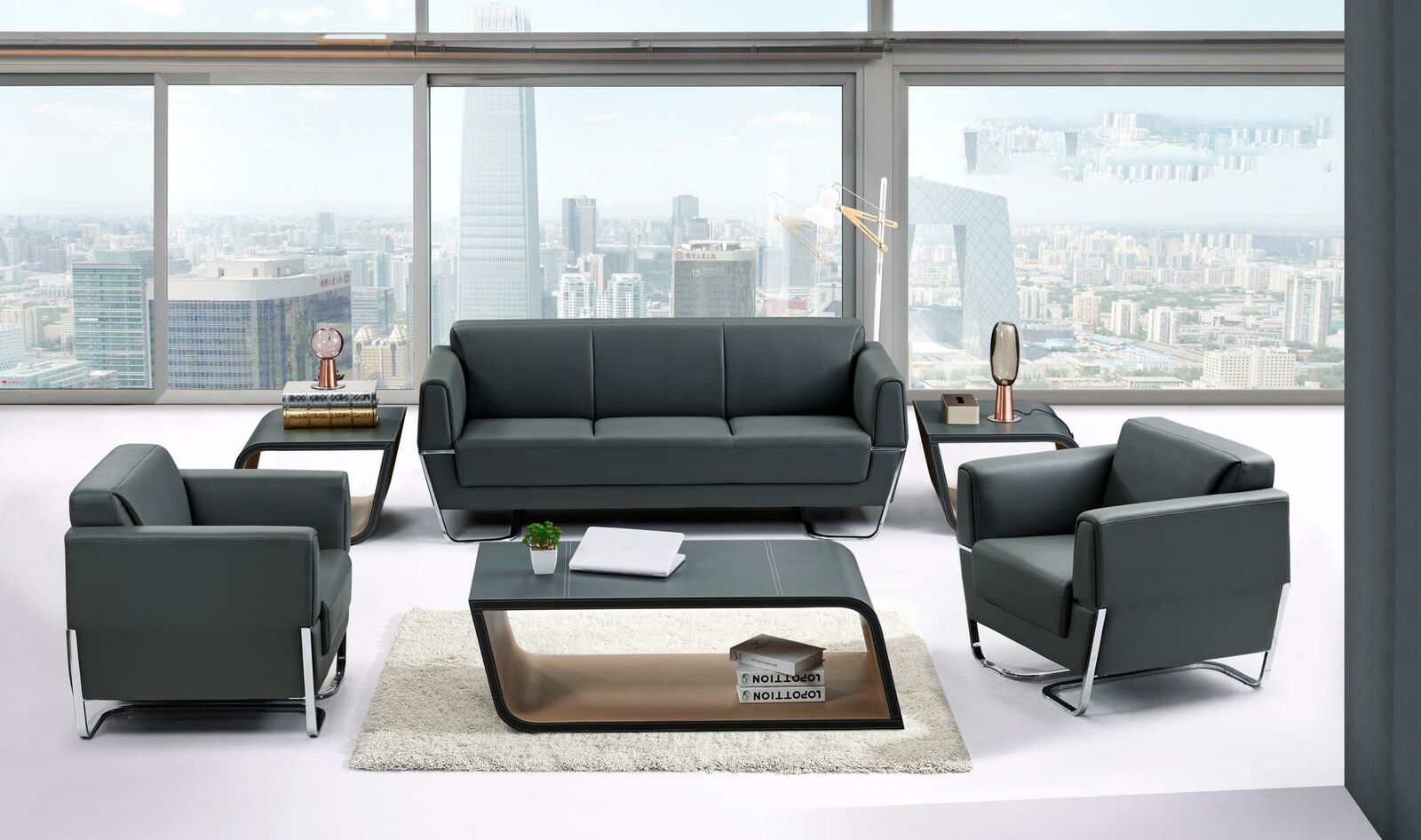Modernes Sofa Dreisitzer Büro Couch Sitz Polster Design Couchen Leder
