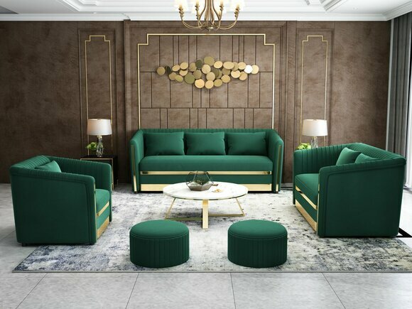 Sofa Couch Samt Polster Sitz 3+2 Sitzer Garnitur Design Couchen Sofas