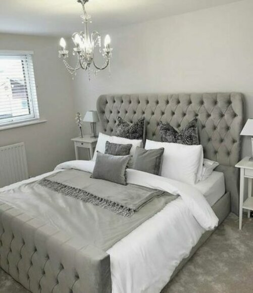 Chesterfield Designer Schlafzimmer Bett Leder Textil Polster 140/160/180/200 cm
