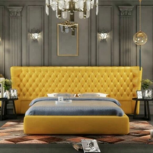 XXL Big Wand Paneel Bett Chesterfield Hotel Luxus Design Betten