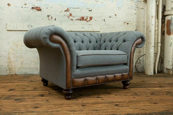 Chesterfield Design Stoff Couch Sessel 1.5 Sitzer Polster Sofas Lounge Samt