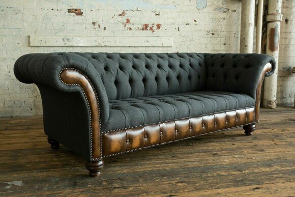 Original Chesterfield Sofa Polster Couch Microfaser Sofas Couchen Neu