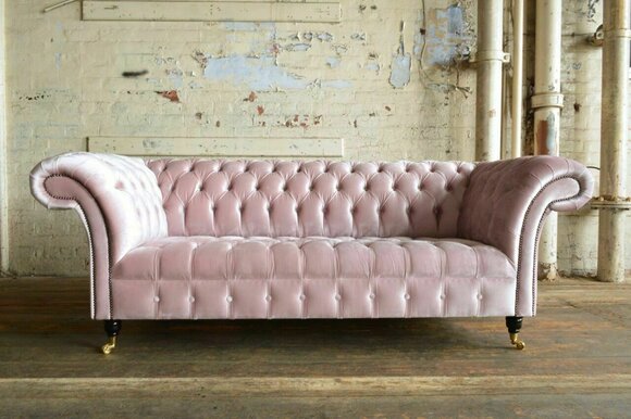 Design Chesterfield Dreisitzer 3Sitzer Stoff Couch Polster Sofas Sofa Sitz Relax