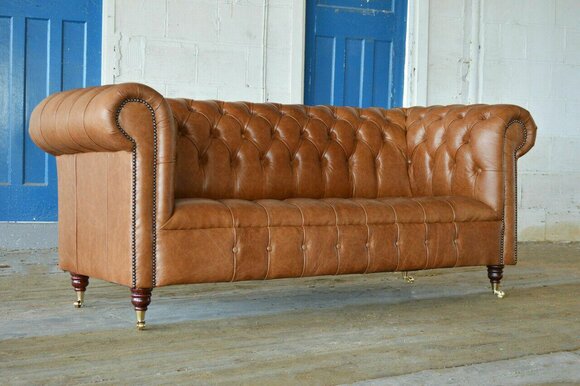 Chesterfield Dreisitzer Couch Polster Sofa Design Sofas Couchen Ledercouch