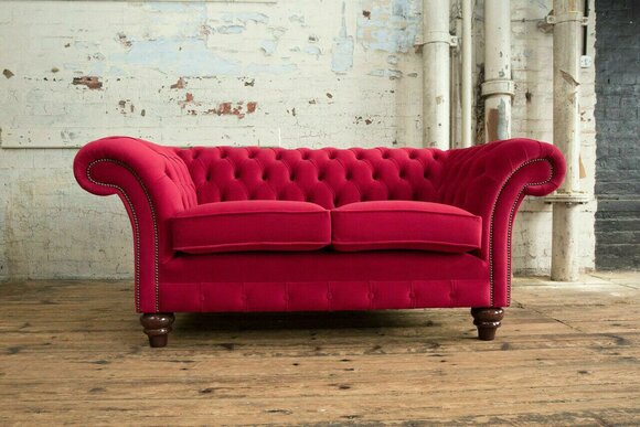 Design Chesterfield Stoff Couch Sofa 2 Sitzer Polster Sofas Neu Textil Stoff Neu