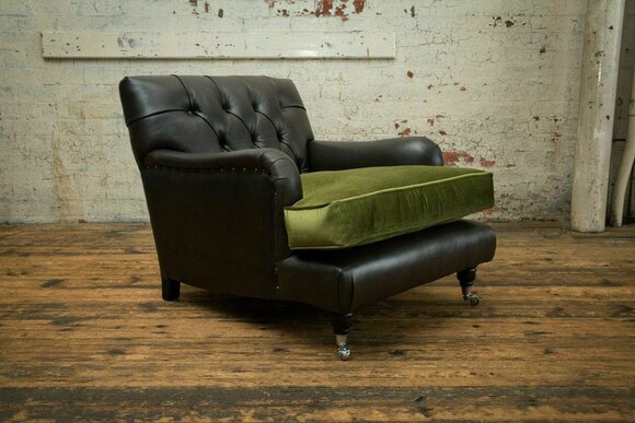 Design Sofa Sessel Couch Polster Luxus 1 Sitzer Chesterfield Textil Samt