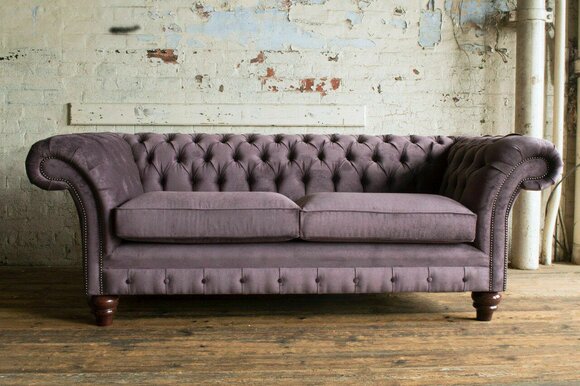 Chesterfield 3 Sitzer Designer Sofa Polster Couch Sofas Couchen Textil Stoff Neu