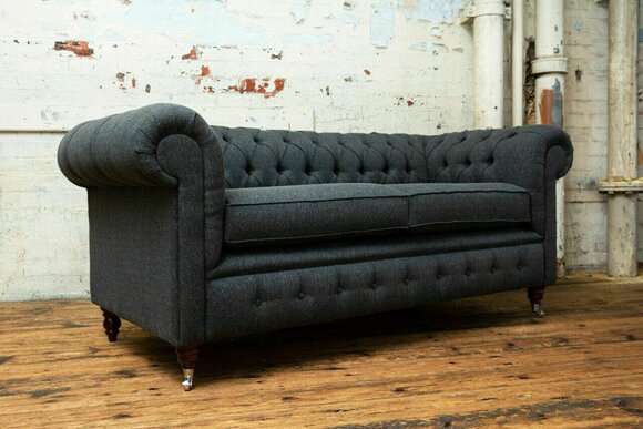 Sofa 3 Sitzer Couch Chesterfield Polster Sitz Garnitur Textil Leder design Samt