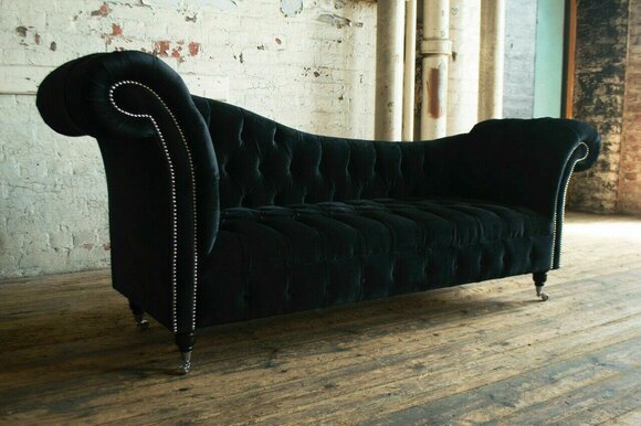 Chesterfield Dreisitzer Couch Polster Design Sofa 3er Sitz Sofas Zimmer Schwarz