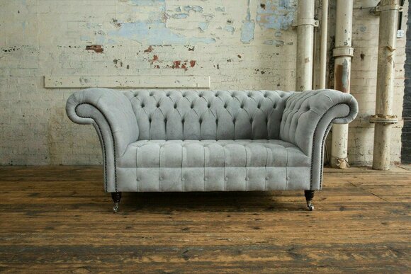 Sofa Chesterfield 2 Sitzer Couch Polster Sitz Textil Stoff Samt Couchen Sofas