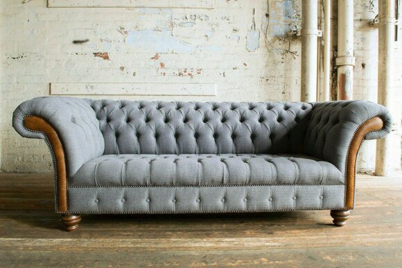 Design Chesterfield Sofagarnitur 3Sitzer Textil Couch Polster Sofas Sofa Couchen