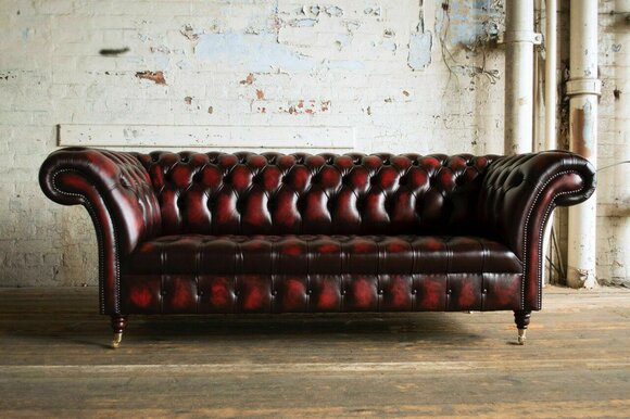 Ledersofa Chesterfield Sofa Couch Dreisitzer Polster Couchen Stoff Textil