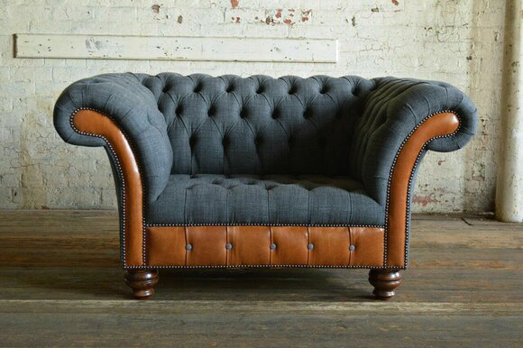 Sessel Couch Polster Sofa Textil Chesterfield Couchen 1,5 Sitzer Einsitzer