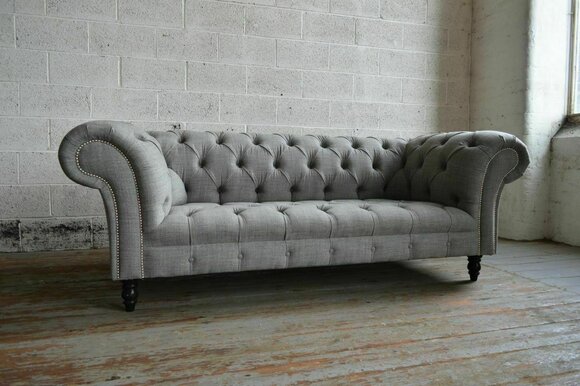 Design Chesterfield Sofa 3 Couch Sofa Set Stoff Polster Leder Dreisitzer Couchen