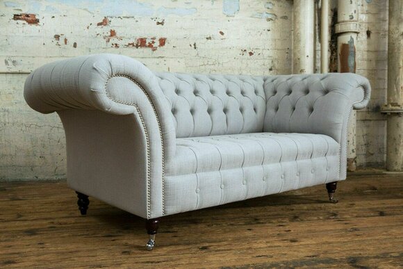 Chesterfield Original Sofa JVMoebel Textil Sofas Couchen Stoff Grau 185cm