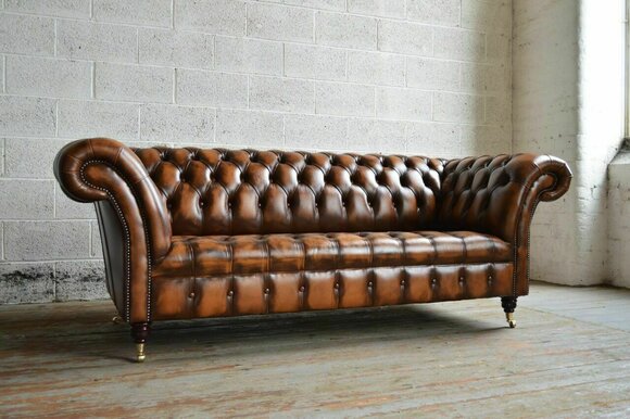 Luxus Designer Sofa Couch Polster Drei Sitzer Leder Couchen Sofas 3er