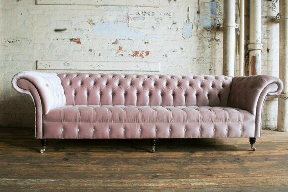 Chesterfield Couch xxl big sofa couchen samt leder textil polster sofas neu rosa