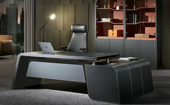 Eckschreibtisch Sessel Büro Einrichtung Chef Zimmer Möbel 2tlg Set Tische