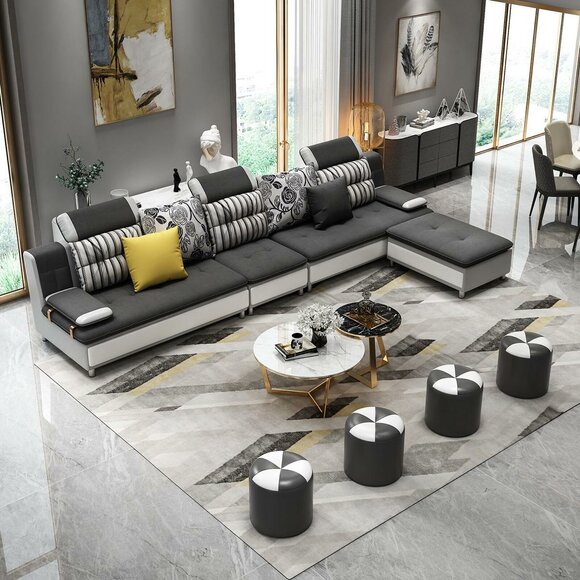 Wohnlandschaft Ecksofa L-Form Modernes Sofa Ledersofa Ecksofa Polster