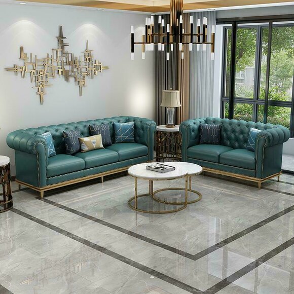 Sofagarnitur 3+2 Sitzer Ledersofa Modernes Sofa Designer Sofa Neu