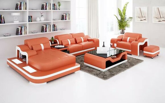 Modernes Sofa Ecksofa L Form Deko Sessel Couchtisch Hocker Ecksofa Polster