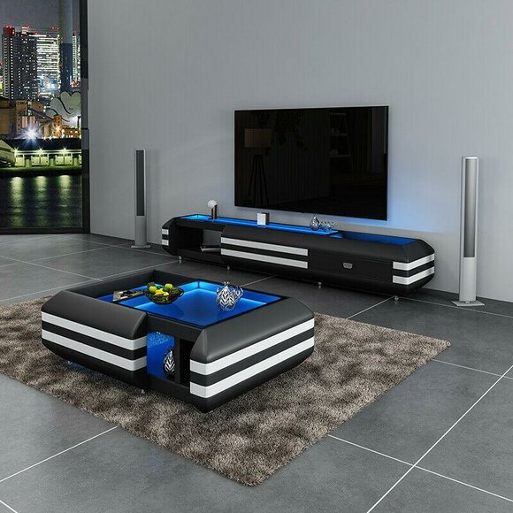 Sideboard Leder rtv beleuchtete Wohnzimmer Möbel Designer Lowboard